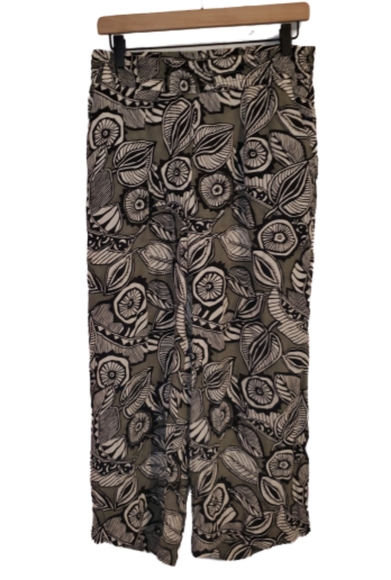 LOFT Boho Palm Leaf Lounge Pants Baggy Style Green Black Size 4 - Picture 4 of 8